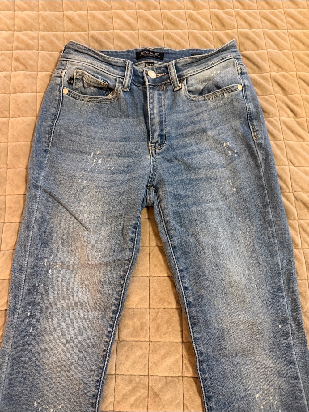 Judy Blue Light Blue Straight-Leg Distressed Ankle Jeans